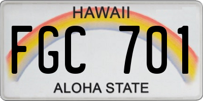 HI license plate FGC701