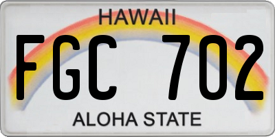 HI license plate FGC702