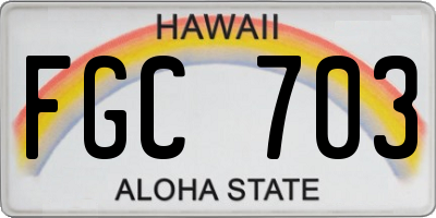 HI license plate FGC703