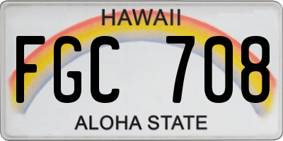 HI license plate FGC708