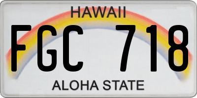 HI license plate FGC718