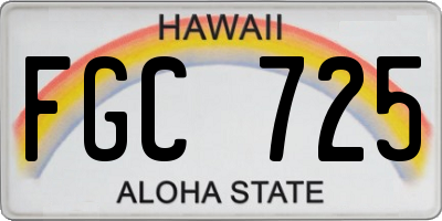HI license plate FGC725