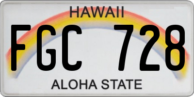 HI license plate FGC728