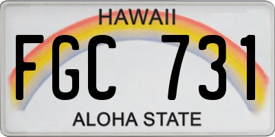 HI license plate FGC731