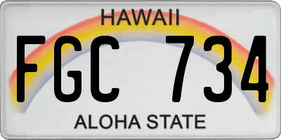 HI license plate FGC734