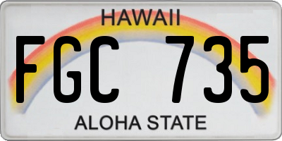 HI license plate FGC735