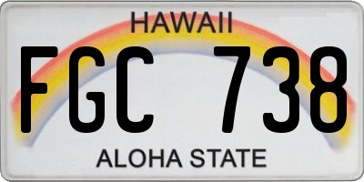 HI license plate FGC738