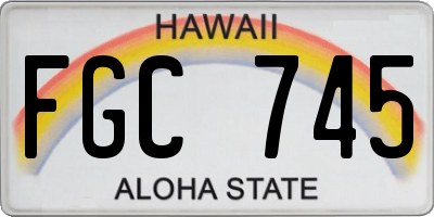 HI license plate FGC745