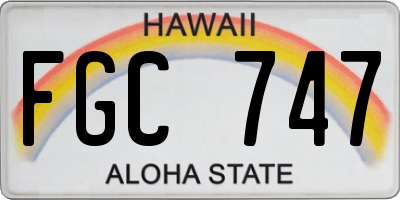 HI license plate FGC747