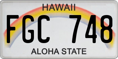 HI license plate FGC748