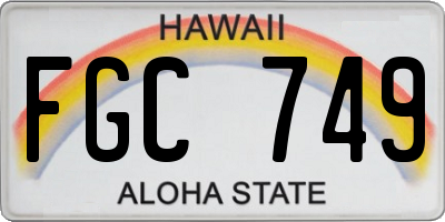 HI license plate FGC749