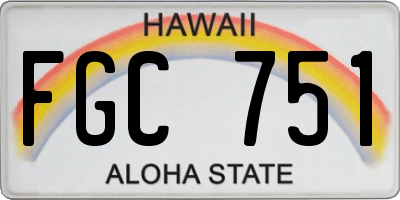 HI license plate FGC751