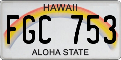 HI license plate FGC753