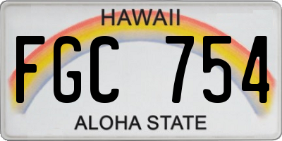 HI license plate FGC754