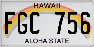 HI license plate FGC756