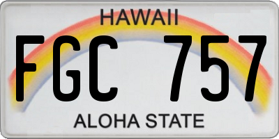 HI license plate FGC757