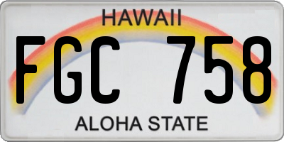 HI license plate FGC758
