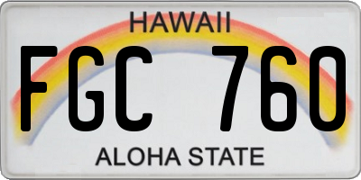 HI license plate FGC760