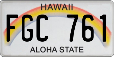 HI license plate FGC761