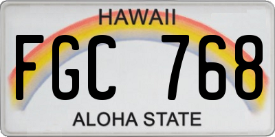 HI license plate FGC768