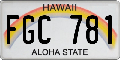 HI license plate FGC781