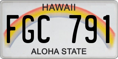 HI license plate FGC791