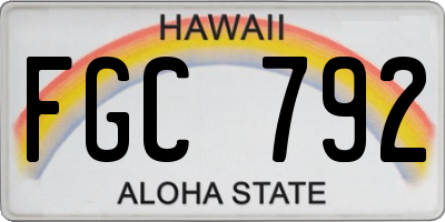 HI license plate FGC792