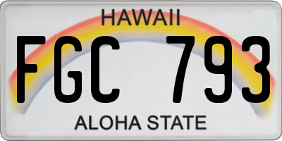 HI license plate FGC793
