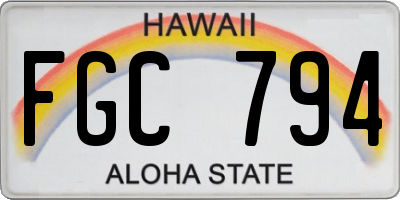 HI license plate FGC794