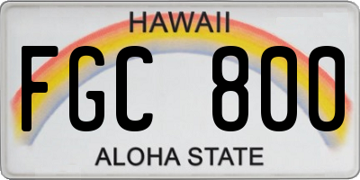 HI license plate FGC800