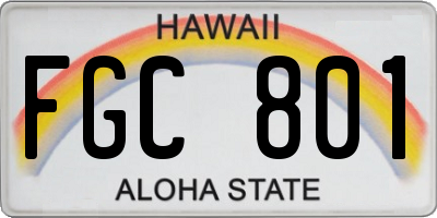 HI license plate FGC801