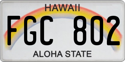 HI license plate FGC802