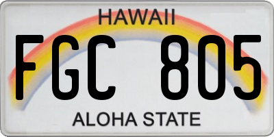 HI license plate FGC805