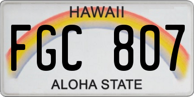 HI license plate FGC807