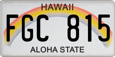 HI license plate FGC815