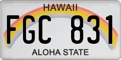 HI license plate FGC831