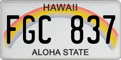 HI license plate FGC837
