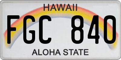 HI license plate FGC840