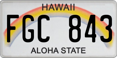 HI license plate FGC843