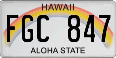 HI license plate FGC847
