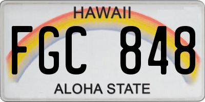 HI license plate FGC848
