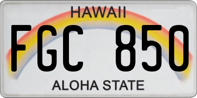 HI license plate FGC850