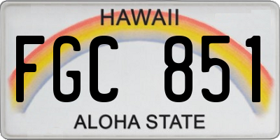 HI license plate FGC851