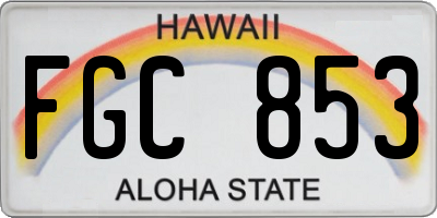 HI license plate FGC853