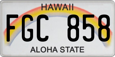 HI license plate FGC858