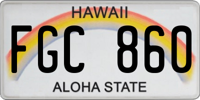 HI license plate FGC860