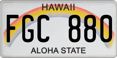 HI license plate FGC880