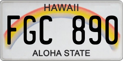 HI license plate FGC890