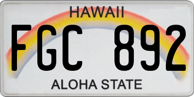 HI license plate FGC892