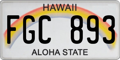 HI license plate FGC893
